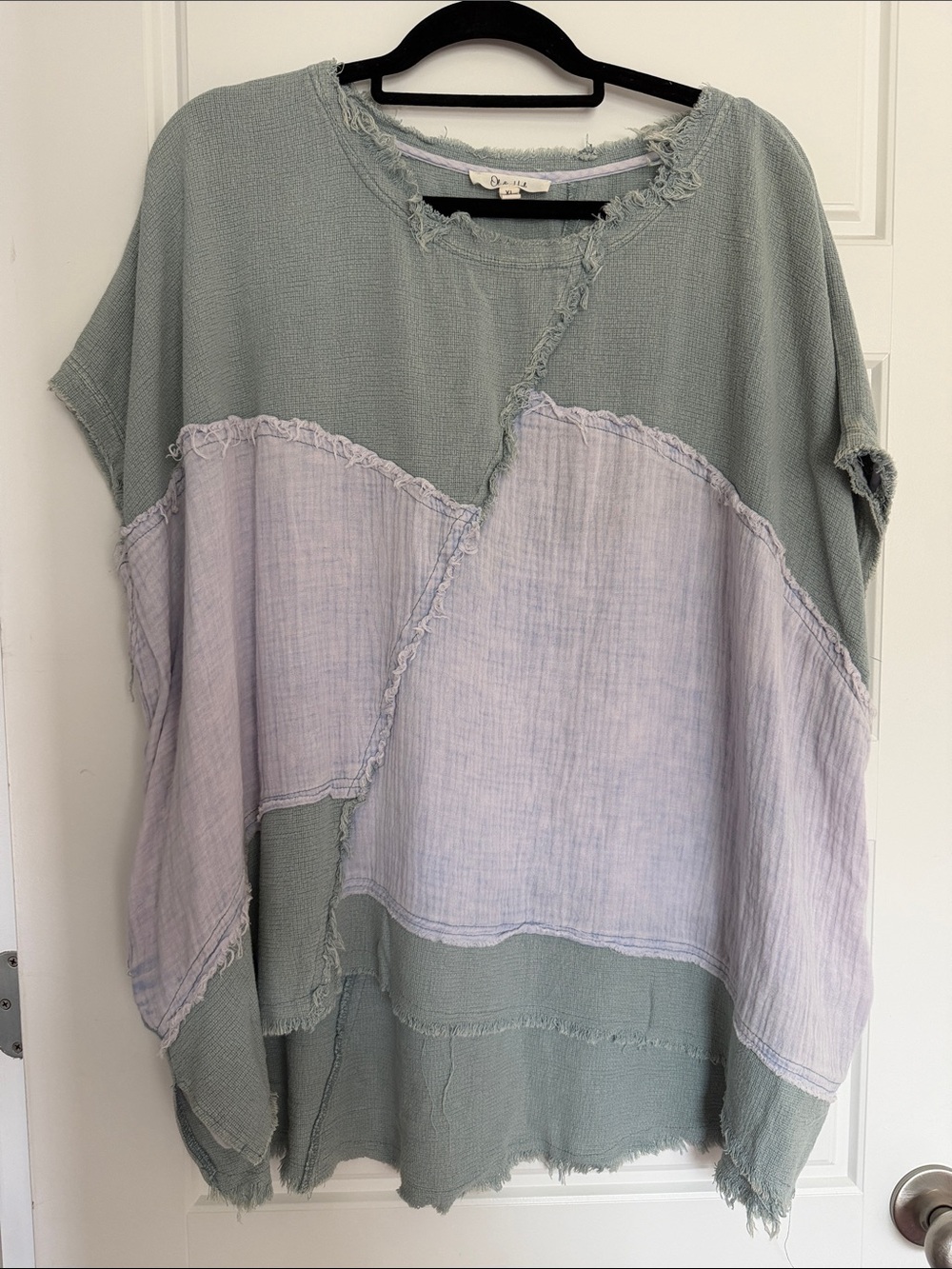Oli & Hali Boho Textured Patchwork Oversized Top